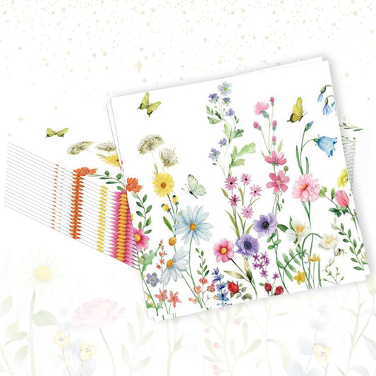 Flower Butterfly Napkins Tea Party Napkins Wildflower Party Decorations for Party Wedding Baby Shower Bridal Shower