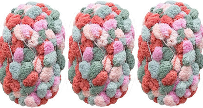 3 Pack Pomp-A-Doodle Yarn,Mixed Color, Used for Car seat Cushion, Baby Blanket and Other DIY Knitting Yarn Craft Projects (Peach Orchard)
