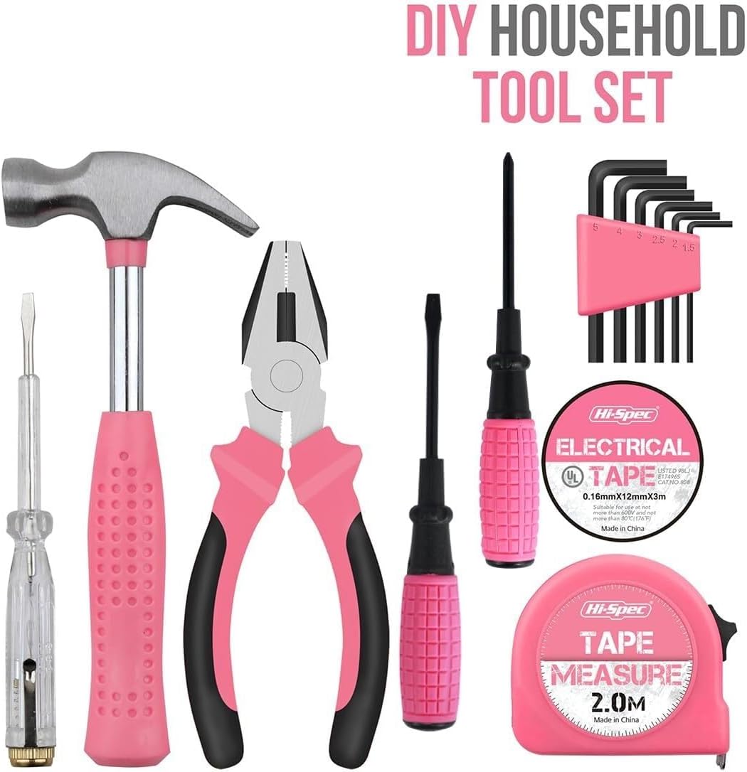 13-Pcs Household DIY Tool Kit for Women Compact Tool Box Set with Essential Starter Tools for Home Projects Tool(13piece)