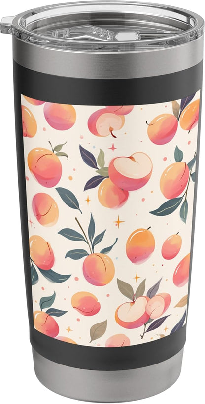 Minimalist Fruit Pattern Art Peach Stainless Steel Insulated Tumbler