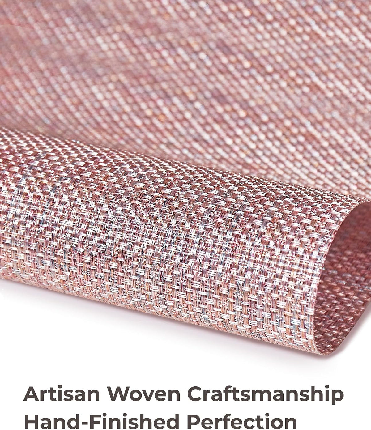Leetaltree Woven Vinyl Placemats Set of 8,Pink Iridescent