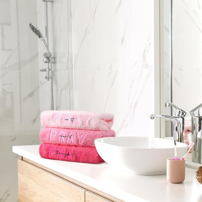 3 Pink Bathroom Towels, Pray on It