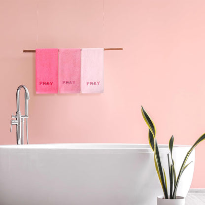3 Pink Bathroom Towels, Pray on It