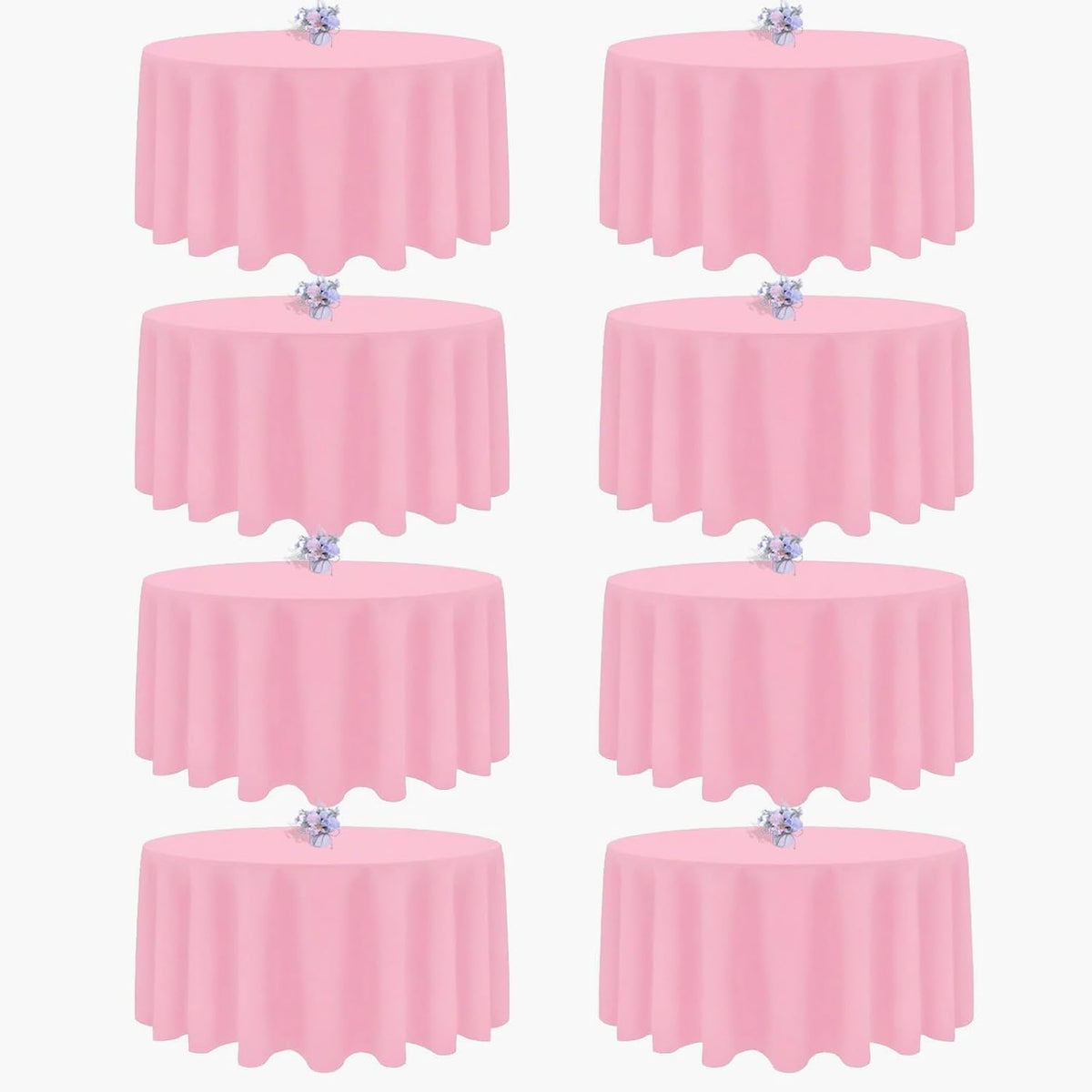 8 Pack Pink Round Tablecloth, 90 Inch