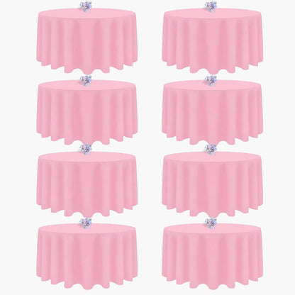 8 Pack Pink Round Tablecloth, 90 Inch