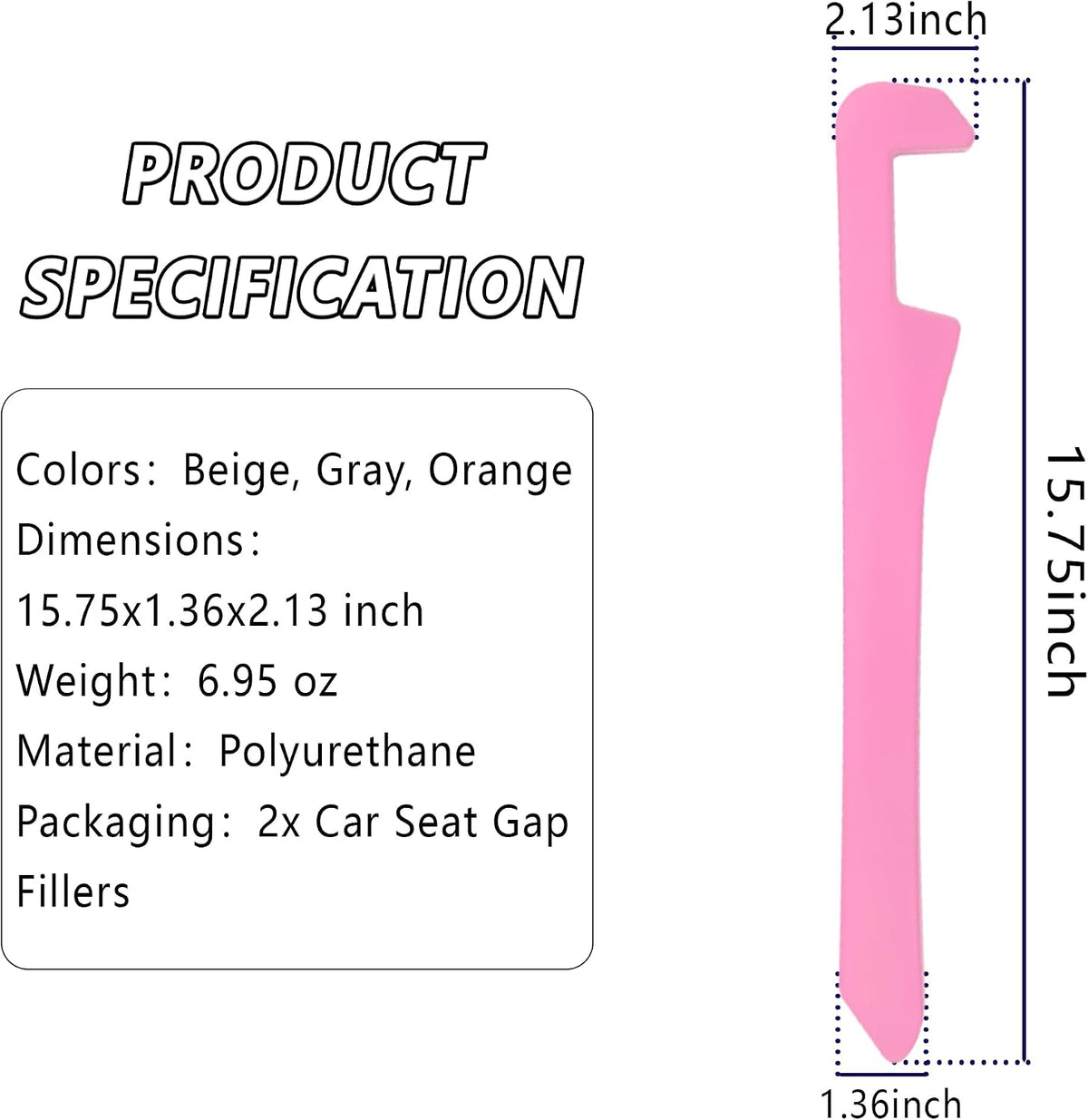 Car Seat Gap Filler 2 Pack,Car Gap Filler Organizer to Impede Items from Dropping,Essential Interior Car Accessories Seat Gap Plug (Pink)