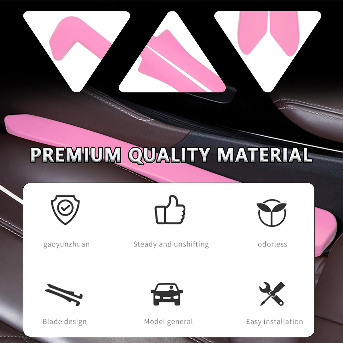 Car Seat Gap Filler 2 Pack,Car Gap Filler Organizer to Impede Items from Dropping,Essential Interior Car Accessories Seat Gap Plug (Pink)