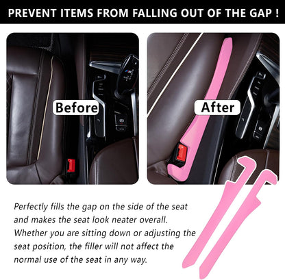 Car Seat Gap Filler 2 Pack,Car Gap Filler Organizer to Impede Items from Dropping,Essential Interior Car Accessories Seat Gap Plug (Pink)