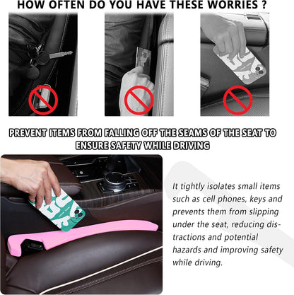 Car Seat Gap Filler 2 Pack,Car Gap Filler Organizer to Impede Items from Dropping,Essential Interior Car Accessories Seat Gap Plug (Pink)