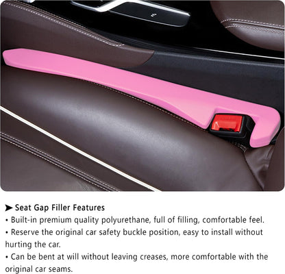 Car Seat Gap Filler 2 Pack,Car Gap Filler Organizer to Impede Items from Dropping,Essential Interior Car Accessories Seat Gap Plug (Pink)