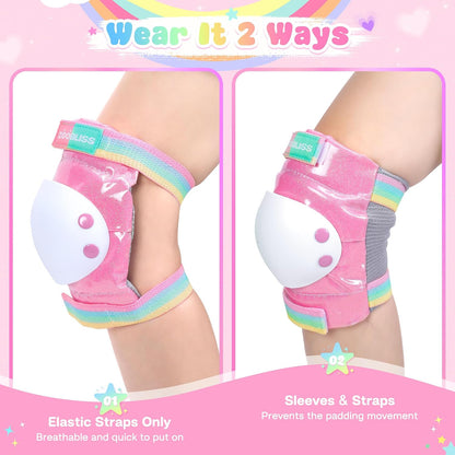 Girls Knee Pads for Kids, Toddler Knee and Elbow Pads Set
