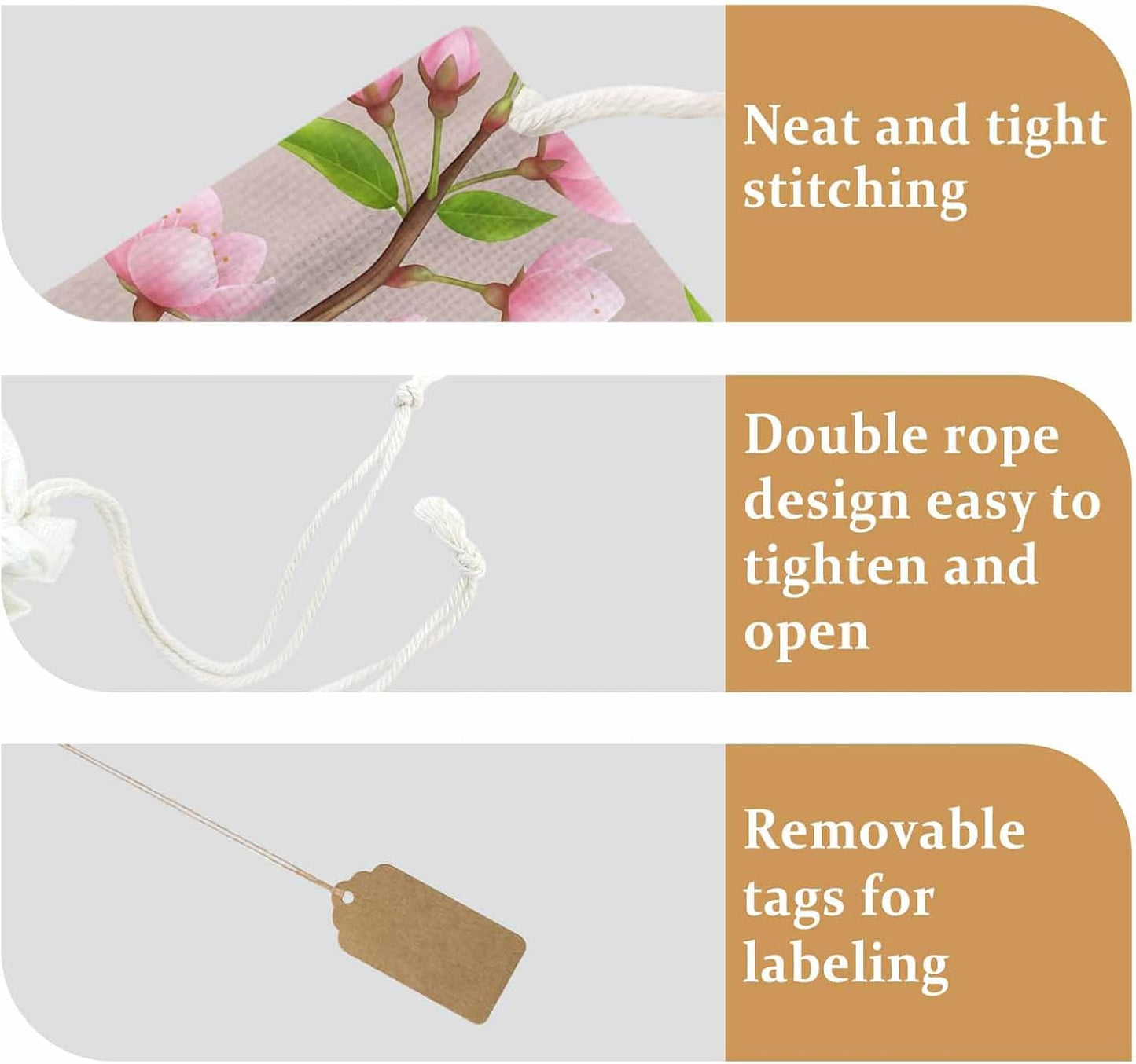 Victoroes Spring Peaches Drawstring Gift Bags 2 Pcs 11.8" x 15.7" Medium Peaches Flowers Begin Gift Bag Reusable Fabric Wrap Bags for Wedding Party Birthday Holiday