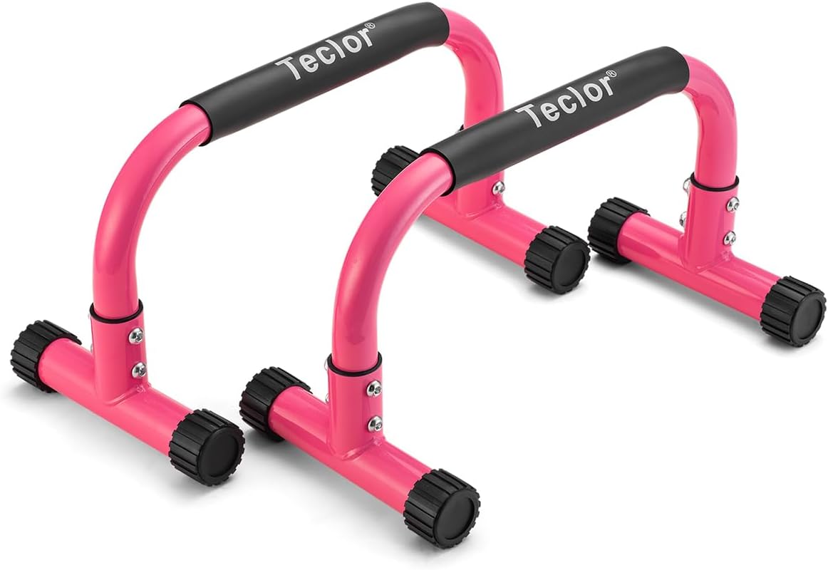 Teclor Push Up Bar, Parallettes Bars For L-sit & Dip, Heavy-Duty No Wobbling Parallel Bars Stand For Handstands, Full Planche, Calisthenics, 9.5in High Workout Stands for Home Fitness Training