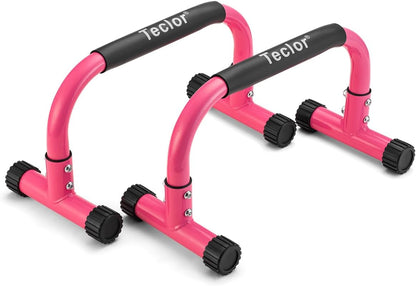 Teclor Push Up Bar, Parallettes Bars For L-sit & Dip, Heavy-Duty No Wobbling Parallel Bars Stand For Handstands, Full Planche, Calisthenics, 9.5in High Workout Stands for Home Fitness Training