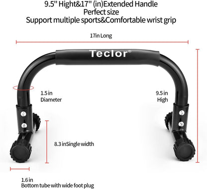Teclor Push Up Bar, Parallettes Bars For L-sit & Dip, Heavy-Duty No Wobbling Parallel Bars Stand For Handstands, Full Planche, Calisthenics, 9.5in High Workout Stands for Home Fitness Training