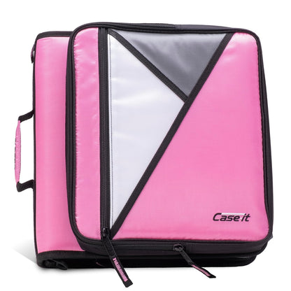 School Zipper Binder | 2" O-Rings | 400-Sheet | LT-007 Light Pink