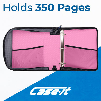School Zipper Binder | 2" O-Rings | 400-Sheet | LT-007 Light Pink