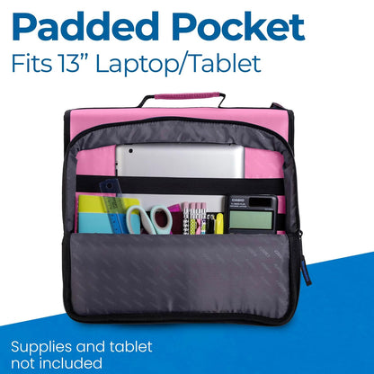 School Zipper Binder | 2" O-Rings | 400-Sheet | LT-007 Light Pink