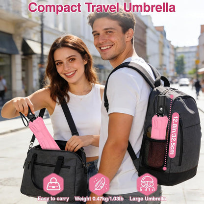Travel Umbrella Compact - 10 Ribs Portable Collapsible Umbrellas for Rain Windproof - Paraguas Automatic Small Folding Umbrella Lightweight Packable Umbrella for Women Men