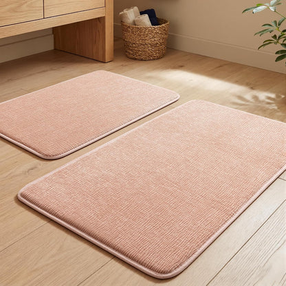 Bathroom Rug Set 2 Piece, Memory Foam Pink Bath Mat Set Non-Slip Quick Dry Bath Mats for Bathrooom
