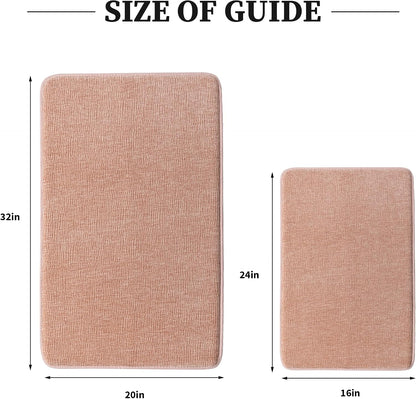 Bathroom Rug Set 2 Piece, Memory Foam Pink Bath Mat Set Non-Slip Quick Dry Bath Mats for Bathrooom