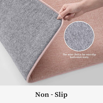 Bathroom Rug Set 2 Piece, Memory Foam Pink Bath Mat Set Non-Slip Quick Dry Bath Mats for Bathrooom