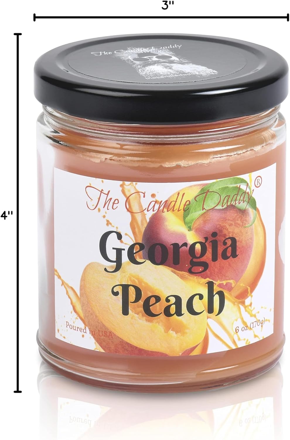 Georgia Peach - Southern Peach Fruit Scented Melt- Maximum Scent Wax Jar Candle- 6 Ounces- Gift for Women, Men, BFF, Friend, Wife, Mom, Birthday, Sister, Daughter, Anniversary