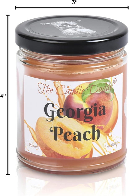 Georgia Peach - Southern Peach Fruit Scented Melt- Maximum Scent Wax Jar Candle- 6 Ounces- Gift for Women, Men, BFF, Friend, Wife, Mom, Birthday, Sister, Daughter, Anniversary