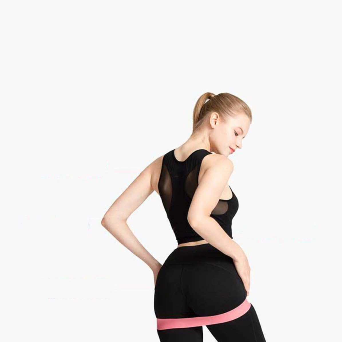 Portable Pink Hip Elastic Resistance Band for Women, Latex Exercise Loop Slight Elasticity, for Squat and Hip Thrusts Fitness Training