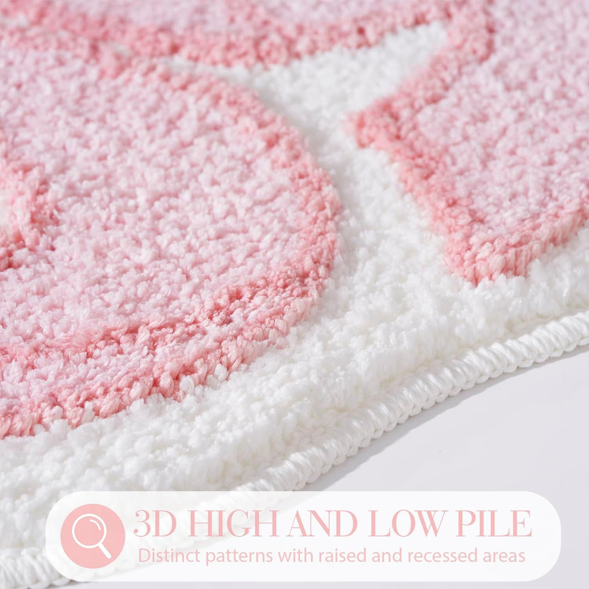 Pink Bow Shaped Bathroom Rugs, Small Cute Bath Mat Non Slip, Microfiber Aesthetic Trendy Funky Fun Preppy Girly Rug, Coquette Bow Decor for Girls Kids Bedroom, Nursery Room, Vanity, 18" x 27"