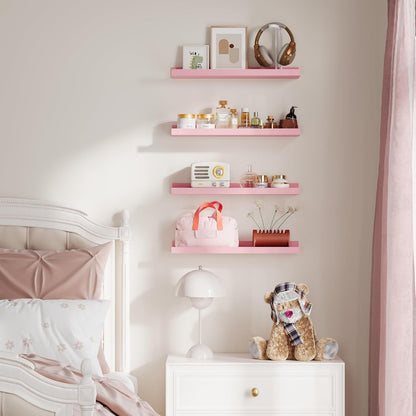 Floating Shelves for Wall Decor and Storage, Pink, 6Pcs 15.7''