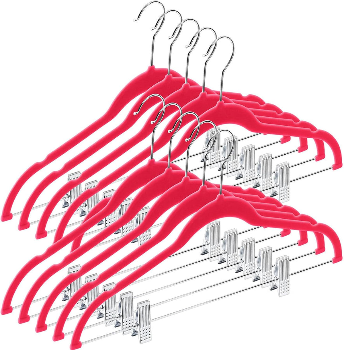 10 Pack Clothes Hangers with Clips Pink Velvet Hangers use for Skirt Hangers Clothes Hanger Pants Hangers Ultra Thin No Slip