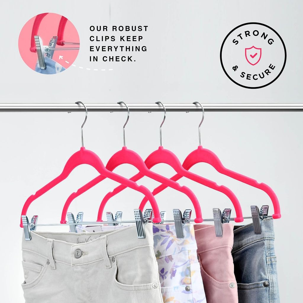 10 Pack Clothes Hangers with Clips Pink Velvet Hangers use for Skirt Hangers Clothes Hanger Pants Hangers Ultra Thin No Slip