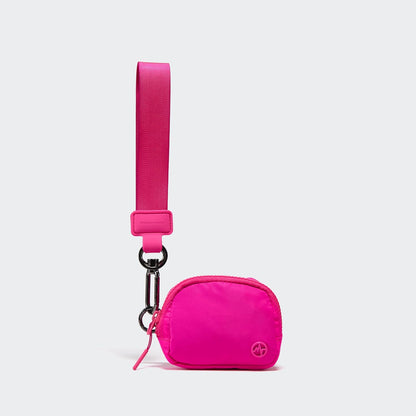 Wrist Strap & Mini RFID Blocking Wallet Combo – Stylish, Compact, and Versatile Accessory Set - Sonic Pink