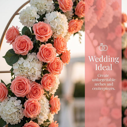 50Pcs Coral Peach Roses Artificial Flowers Fake Rose Faux Roses Silk Roses with Stems for DIY Wedding Bouquets Home Party Tables Centerpieces Floral Arrangements Decoration