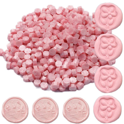 Pearl Pink Wax Seal Beads Set - 400pcs Octagon Sealing Beads for Wax Seal Stamp, Gift Wrapping & Letter Sealing