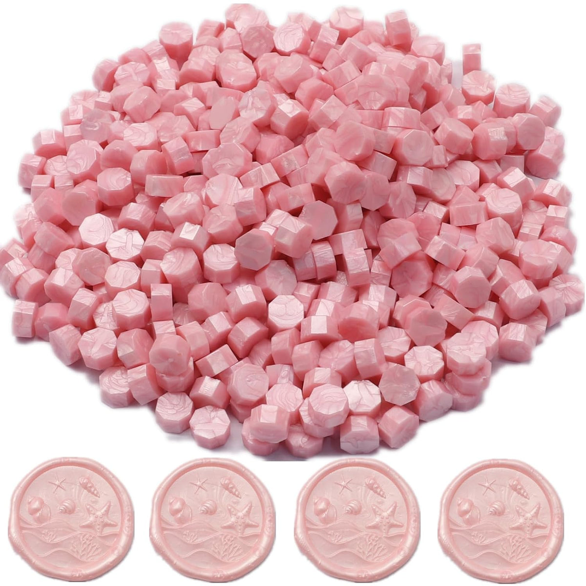 Pearl Pink Wax Seal Beads Set - 400pcs Octagon Sealing Beads for Wax Seal Stamp, Gift Wrapping & Letter Sealing