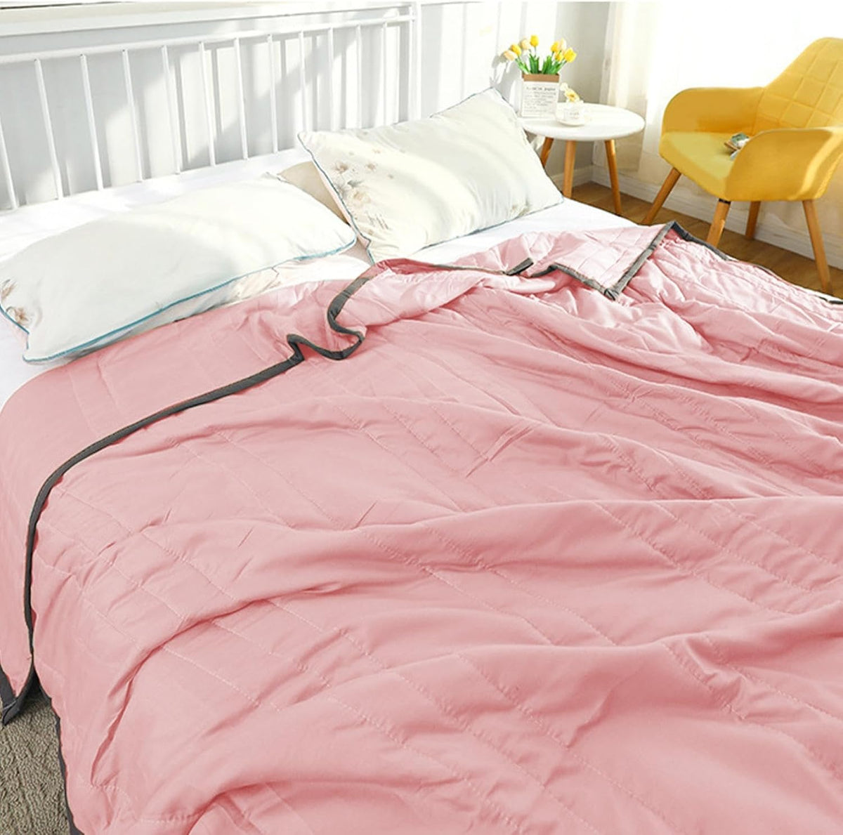 Cooling Blankets for Hot Sleepers 55 x40In Air-Conditioner Summer Cotton Blanket with Breathable Fabric Lightweight Blankets for Office, Sofa, Adults, Bedroom, Hot Weather, Spring (Pink)