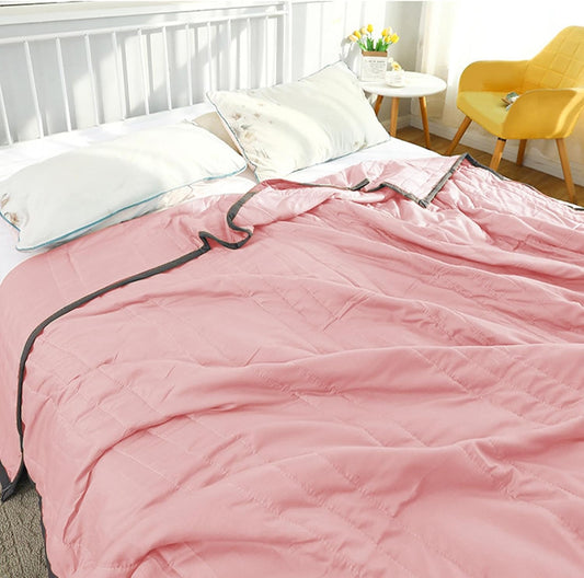 Cooling Blankets for Hot Sleepers 55 x40In Air-Conditioner Summer Cotton Blanket with Breathable Fabric Lightweight Blankets for Office, Sofa, Adults, Bedroom, Hot Weather, Spring (Pink)