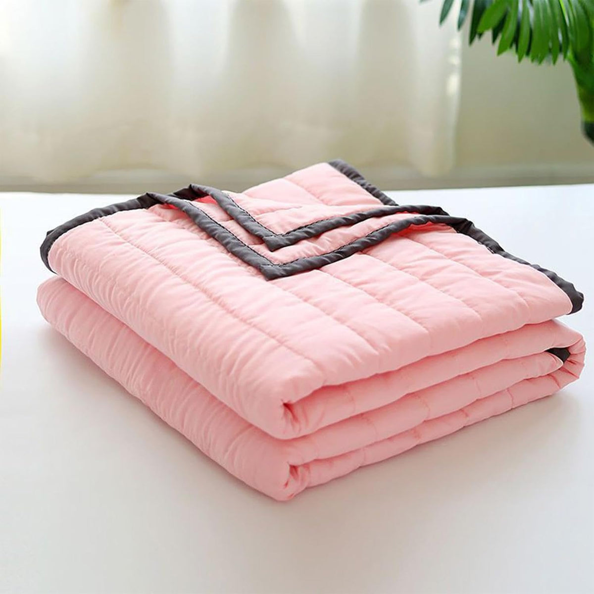 Cooling Blankets for Hot Sleepers 55 x40In Air-Conditioner Summer Cotton Blanket with Breathable Fabric Lightweight Blankets for Office, Sofa, Adults, Bedroom, Hot Weather, Spring (Pink)