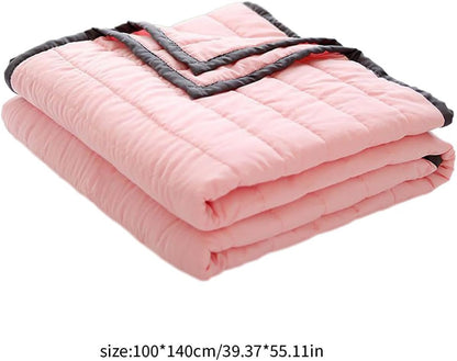 Cooling Blankets for Hot Sleepers 55 x40In Air-Conditioner Summer Cotton Blanket with Breathable Fabric Lightweight Blankets for Office, Sofa, Adults, Bedroom, Hot Weather, Spring (Pink)