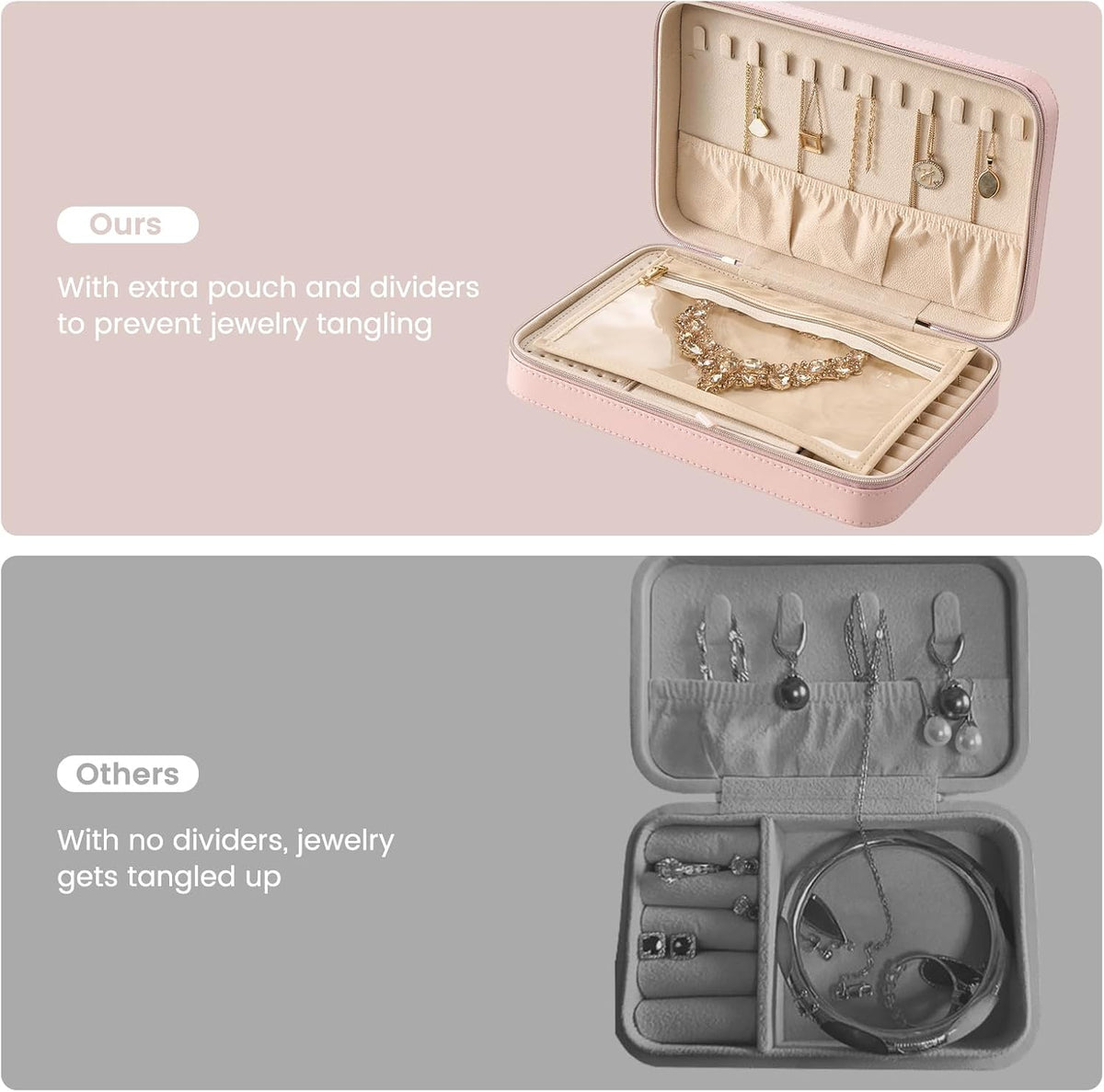 Travel Jewelry Case for Women Girls -Large, Pink