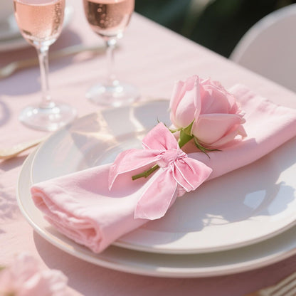 Christmas Bow Napkin Rings Set of 6 Pink Velvet Bow Napkin Holders for Christmas Eve New Year Party, Wedding,Brithday,Valentine's Day Gatherings & Home Daily Dinner Table Decor
