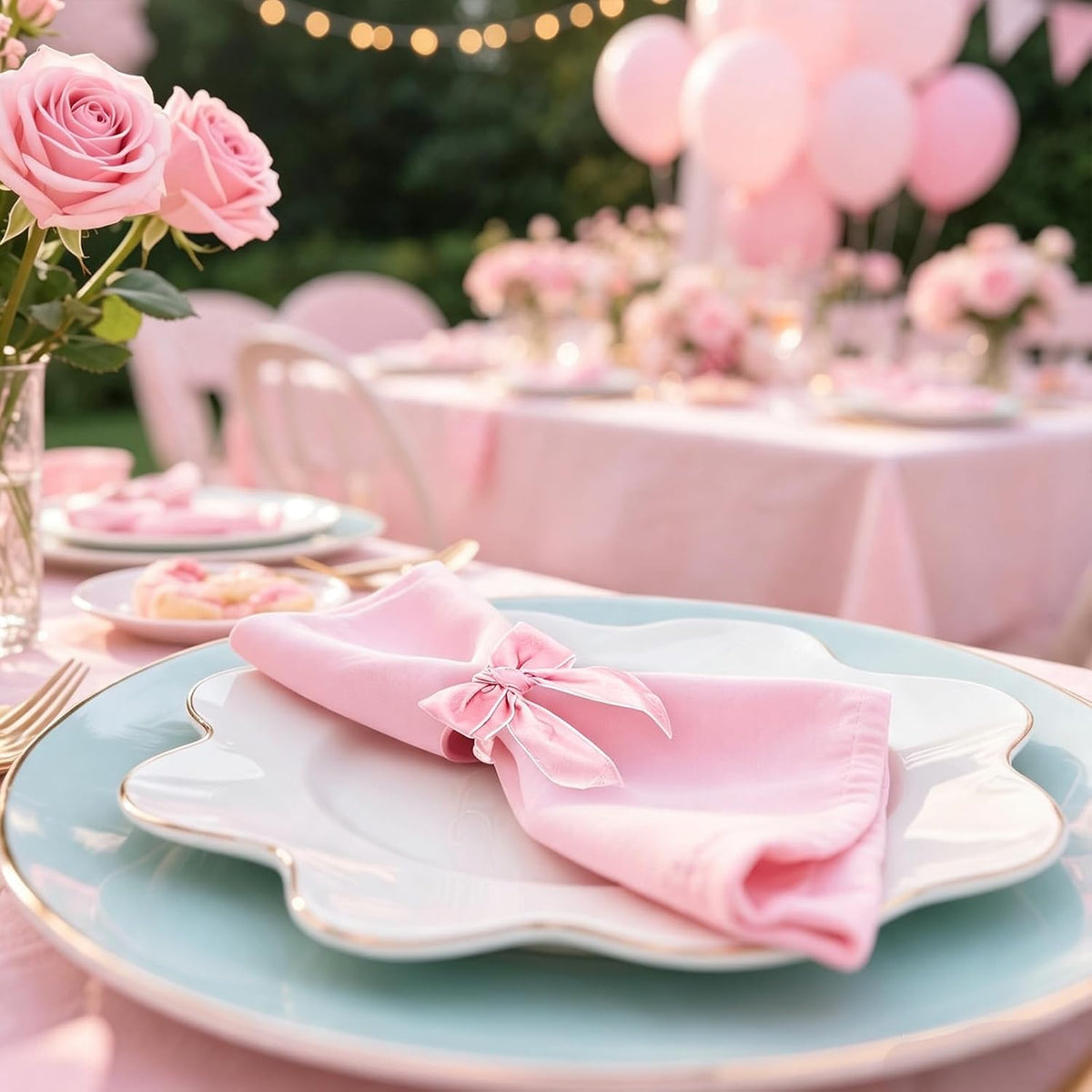 Christmas Bow Napkin Rings Set of 6 Pink Velvet Bow Napkin Holders for Christmas Eve New Year Party, Wedding,Brithday,Valentine's Day Gatherings & Home Daily Dinner Table Decor