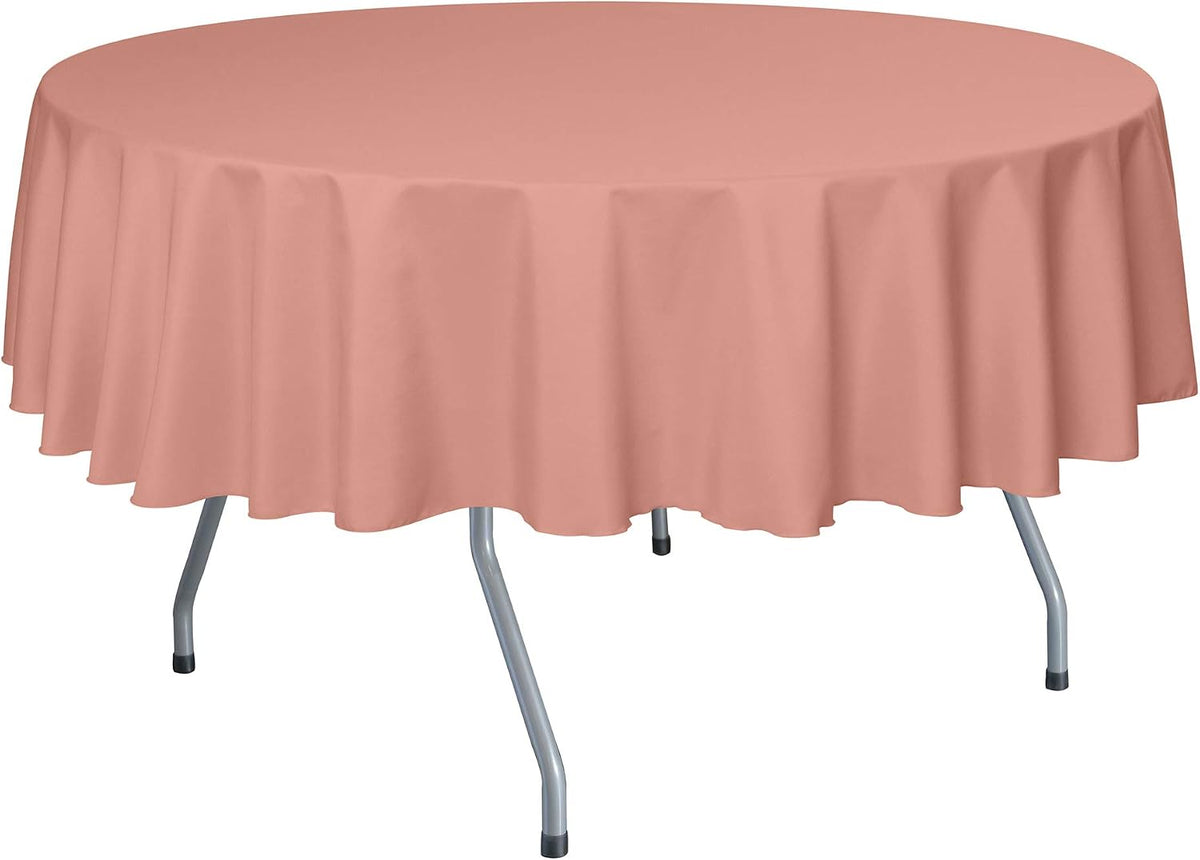 60-Inch Round Polyester Linen Tablecloth, Coral