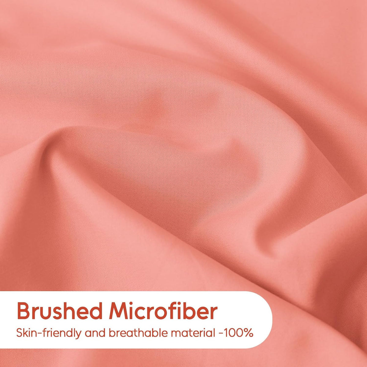 Queen Sheet Set 4 Pieces,Peachy Coral Ultra Soft & Breathable Microbifer Sheets, 1600 Thread Count Hotel Luxury Oeko-Tex Bed Sheets, 14-16 Inch Deep Pocket Durable Wrinkle Free Sheets
