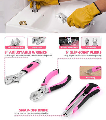 123-Piece Pink Home Repair Tool Kit for Women & Girls