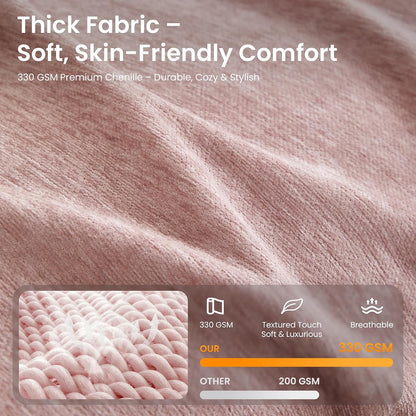 Couch Cover Blanket - Thick Chenille Sofa Cover Protector for Large Couch, Washable Slip Sofa Throw for Dogs, Pets, Cats, Chairs, Cushions & Sectional Seats (71 x 150, Light Pink)