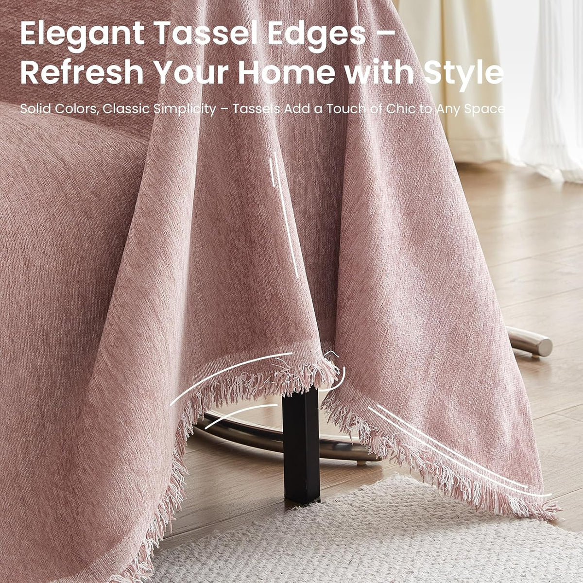 Couch Cover Blanket - Thick Chenille Sofa Cover Protector for Large Couch, Washable Slip Sofa Throw for Dogs, Pets, Cats, Chairs, Cushions & Sectional Seats (71 x 150, Light Pink)
