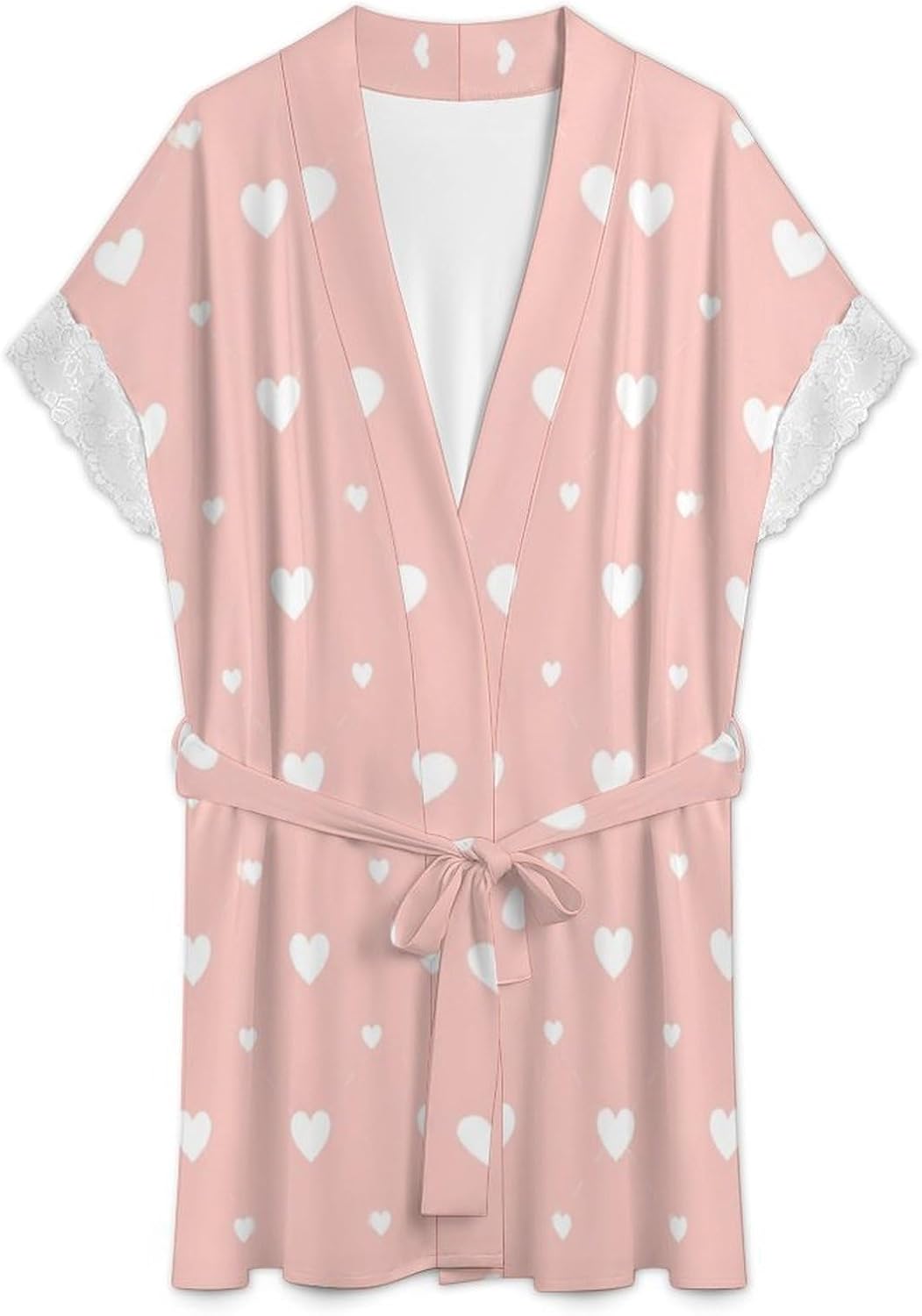 Red Pink Hearts Womens Robe Valentines Bath Robe Sexy Robes for Women